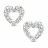 Thumbnail Image 1 of White Crystal Heart Earrings in 14K Gold