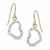 Thumbnail Image 1 of White Crystal Heart Dangle Earrings in 14K Gold