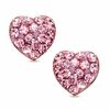 Thumbnail Image 1 of Pink Crystal Heart Stud Earrings in 14K Gold