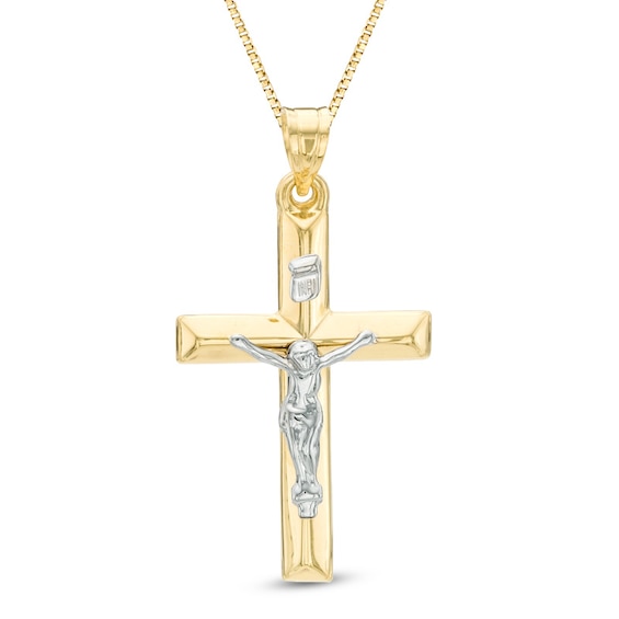 Crucifix Necklace Charm in 14K Two-Tone Gold
