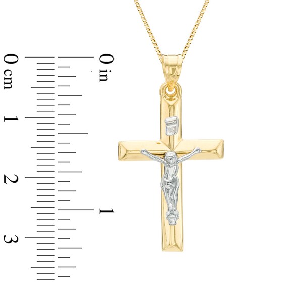 Crucifix Necklace Charm in 14K Two-Tone Gold