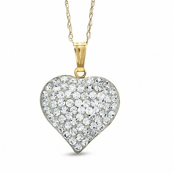 Crystal Heart Pendant in 14K Gold