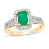 Thumbnail Image 0 of Emerald-Cut Emerald and 1/4 CT. T.W. Diamond Frame Ring in 10K Gold