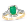 Thumbnail Image 0 of Emerald-Cut Emerald and 1/4 CT. T.W. Diamond Frame Ring in 10K Gold