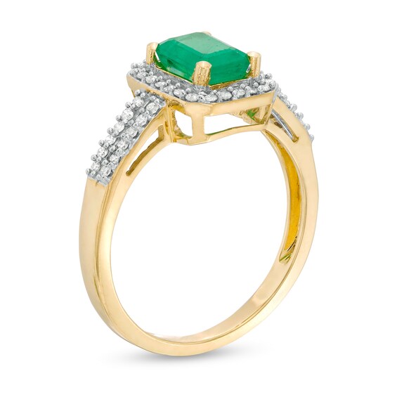 Emerald-Cut Emerald and 1/4 CT. T.w. Diamond Frame Ring in 10K Gold