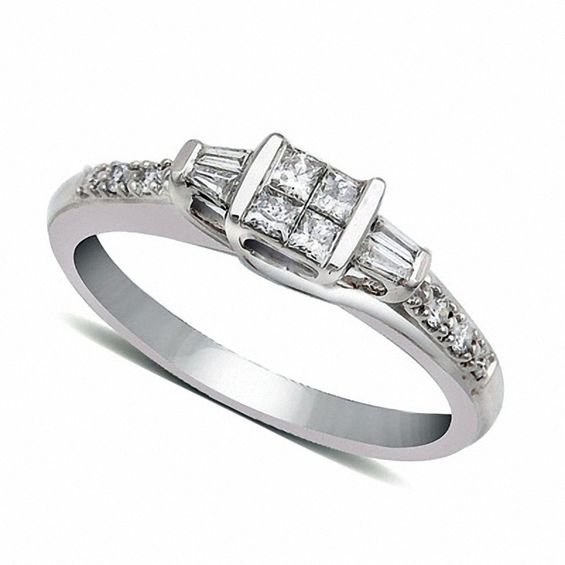 Cherished Promise Collectionâ¢ 1/4 CT. T.w. Princess-Cut Quad Diamond Ring in 10K White Gold