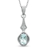 Thumbnail Image 1 of Cushion-Cut Aquamarine and Diamond Accent Drop Pendant in 10K White Gold