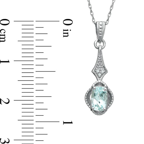 Cushion-Cut Aquamarine and Diamond Accent Drop Pendant in 10K White Gold