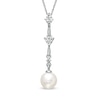Thumbnail Image 1 of 6.5-7.0mm Freshwater Cultured Pearl and White Topaz with Diamond Accent Pendant in 10K White Gold