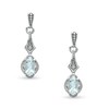 Thumbnail Image 1 of Cushion-Cut Aquamarine and Diamond Accent Drop Earrings in 10K White Gold