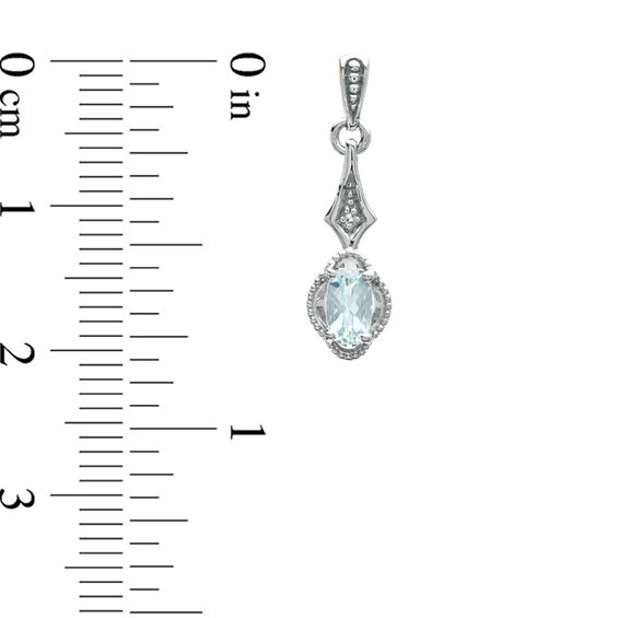 Cushion-Cut Aquamarine and Diamond Accent Drop Earrings in 10K White Gold