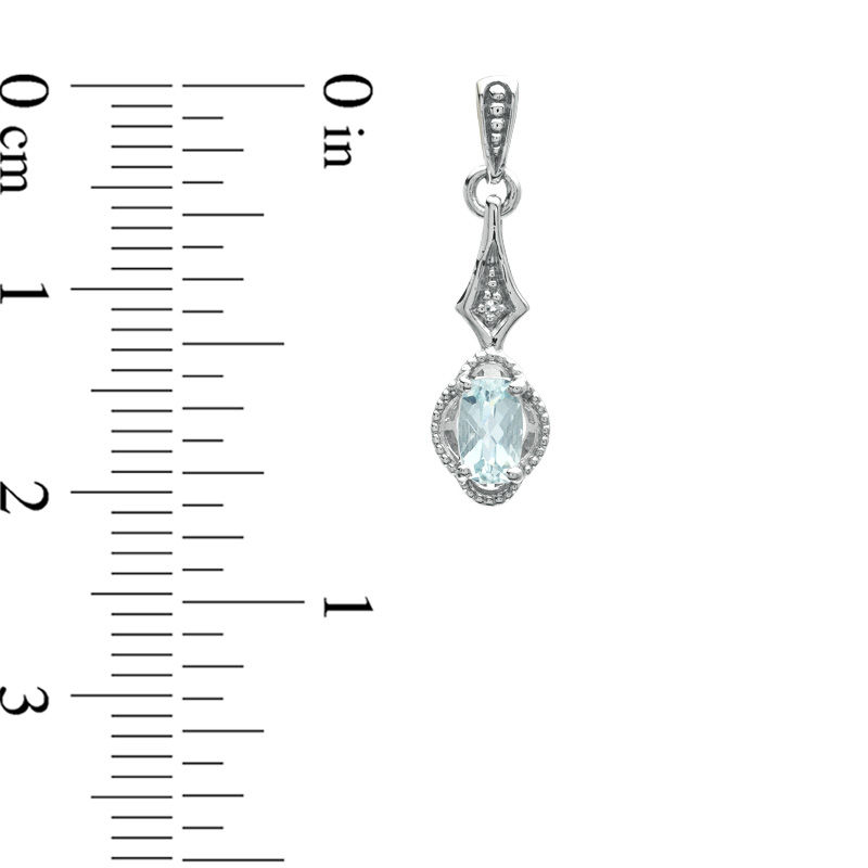 Main Image 2 of Cushion-Cut Aquamarine and Diamond Accent Drop Earrings in 10K White Gold