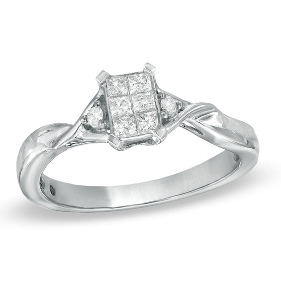 Cherished Promise Collection⢠1/5 CT. T.w. Princess-Cut Composite Diamond Promise Ring in 10K White Gold