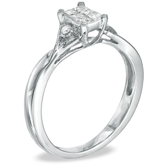Cherished Promise Collectionâ¢ 1/5 CT. T.w. Princess-Cut Composite Diamond Promise Ring in 10K White Gold