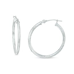 25mm Diamond-Cut Hoop Earrings in 14K White Gold
