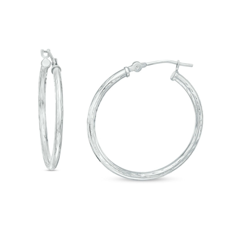 Classic Gold Hoop Earrings 25mm - 14K White Gold