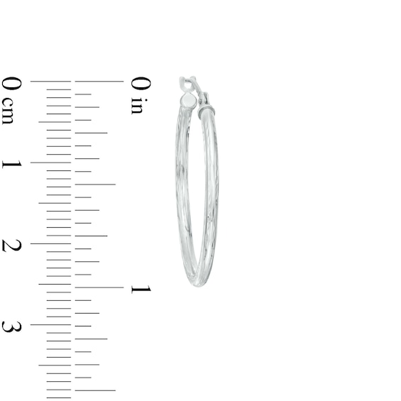 25mm Diamond-Cut Hoop Earrings in 14K White Gold
