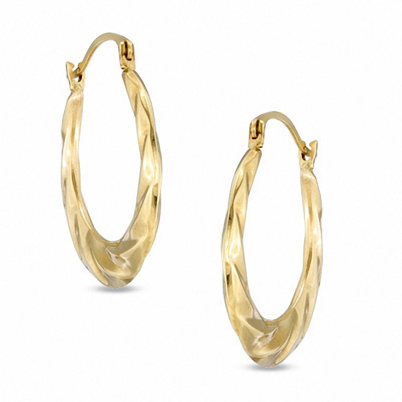 Main Image 1 of Swirl Hoop Earrings in 14K Gold