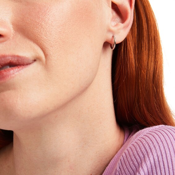 13mm Diamond-Cut Hoop Earrings in 14K White Gold