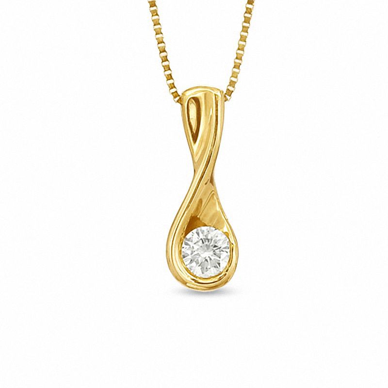 Main Image 1 of Sirena™ 1/10 CT. Diamond Solitaire Twist Pendant in 14K Gold