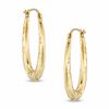 Thumbnail Image 0 of Patterned Oval Hoop Earrings in 14K Gold