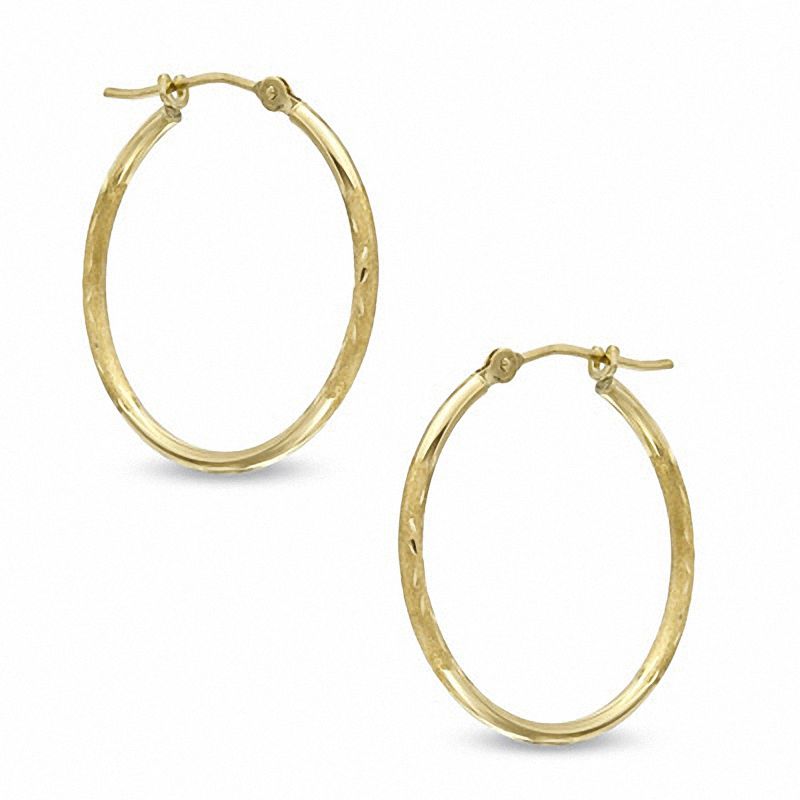 Main Image 1 of 23mm Diamond-Cut Hoop Earrings in 14K Gold