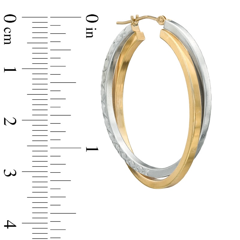Main Image 2 of 35mm Two-Tone Double Hoop Earrings in Sterling Silver with 14K Gold Plate