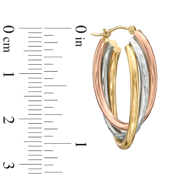 Tri-Tone Diamond-Cut Triple Hoop Earrings in Sterling Silver with 14K Gold Plate