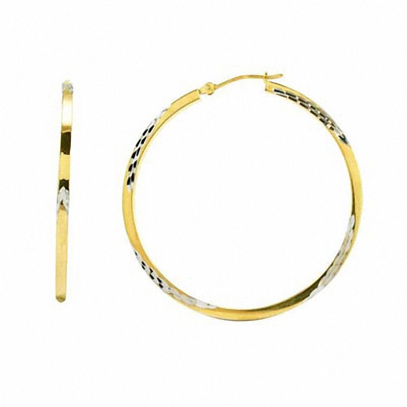 Main Image 1 of 40mm Two-Tone Diamond-Cut Hoop Earrings in Sterling Silver with 14K Gold Plate