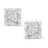 Thumbnail Image 1 of Square Crystal Stud Earrings in 14K Gold