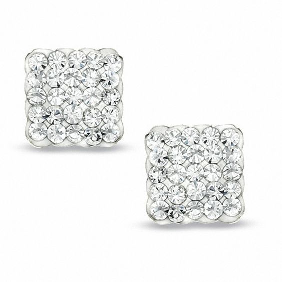 Square Crystal Stud Earrings in 14K Gold | Zales