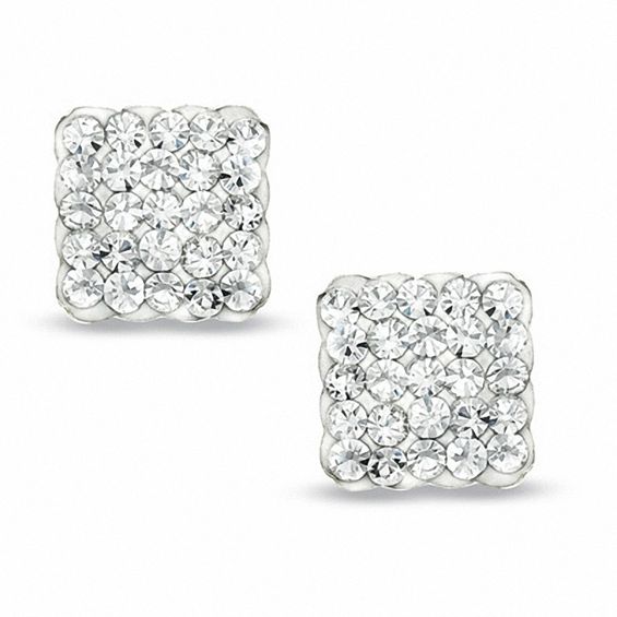 Square Crystal Stud Earrings In 14k Gold Gemstone Square Crystal Stud Earrings In 14k Gold