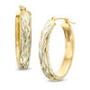 Thumbnail Image 1 of Two-Tone Quilted Diamond-Cut Hoop Earrings in Sterling Silver with 14K Gold Plate