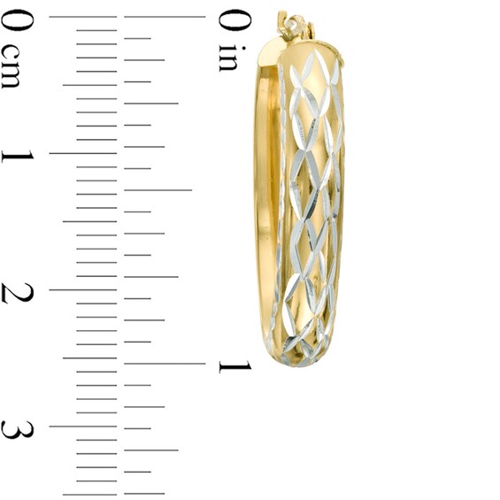 Two-Tone Quilted Diamond-Cut Hoop Earrings in Sterling Silver with 14K Gold Plate