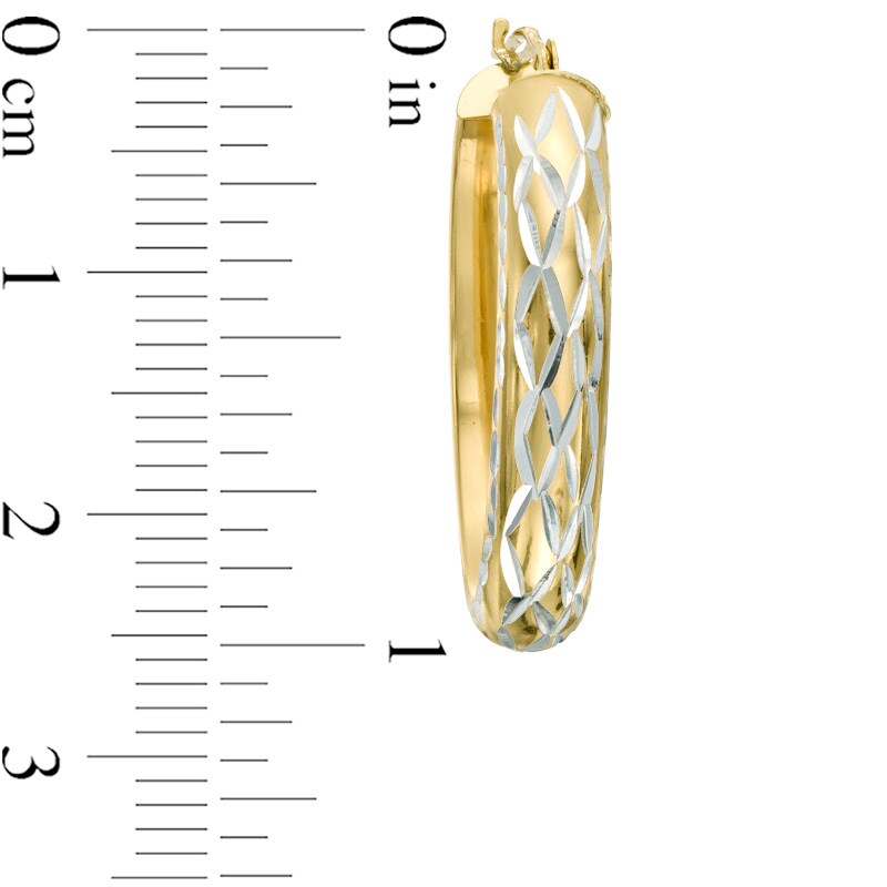Main Image 2 of Two-Tone Quilted Diamond-Cut Hoop Earrings in Sterling Silver with 14K Gold Plate