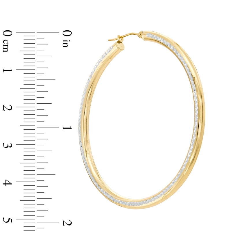 Main Image 2 of 50mm Diamond-Cut Hoop Earrings in Sterling Silver with 14K Gold Plate
