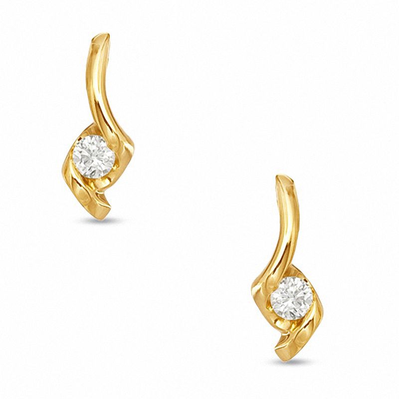 Main Image 1 of Sirena™ 1/7 CT. T.W. Diamond Solitaire Earrings in 14K Gold