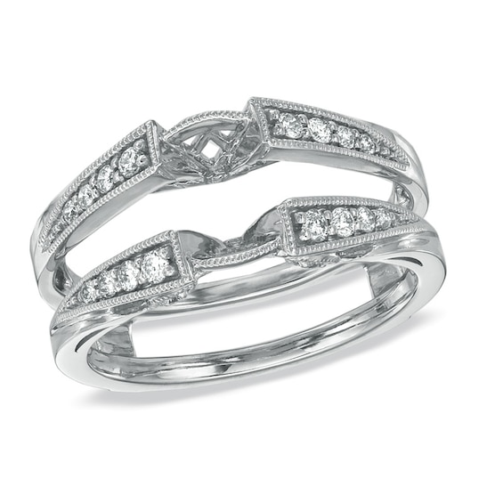 1/4 CT. T.w. Diamond Milgrain Solitaire Enhancer in 14K White Gold