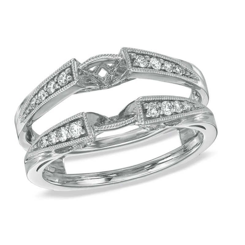 Main Image 1 of 1/4 CT. T.W. Diamond Milgrain Solitaire Enhancer in 14K White Gold