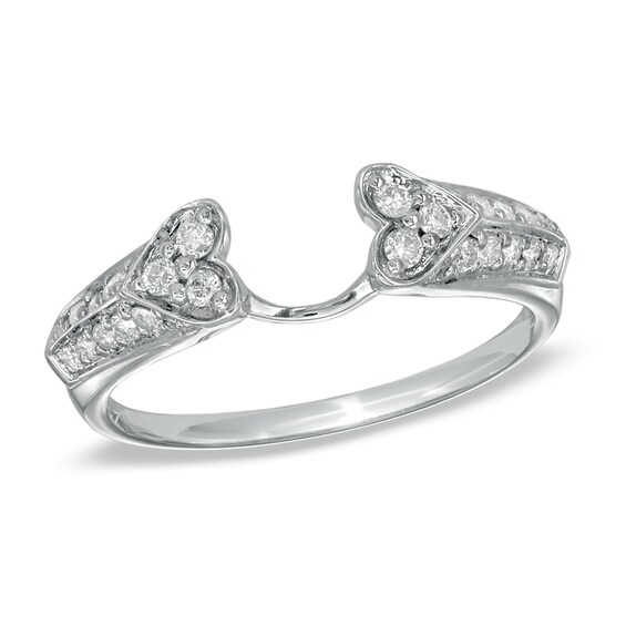 1/3 CT. T.w. Diamond Double Heart Solitaire Enhancer in 14K White Gold