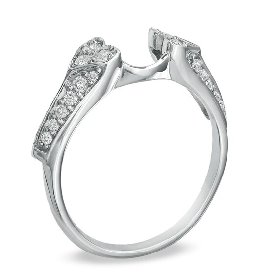 1/3 CT. T.w. Diamond Double Heart Solitaire Enhancer in 14K White Gold