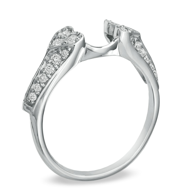 Main Image 2 of 1/3 CT. T.W. Diamond Double Heart Solitaire Enhancer in 14K White Gold