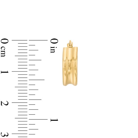 15.0mm Polished Ribbed Hoop Earrings in 14K Gold