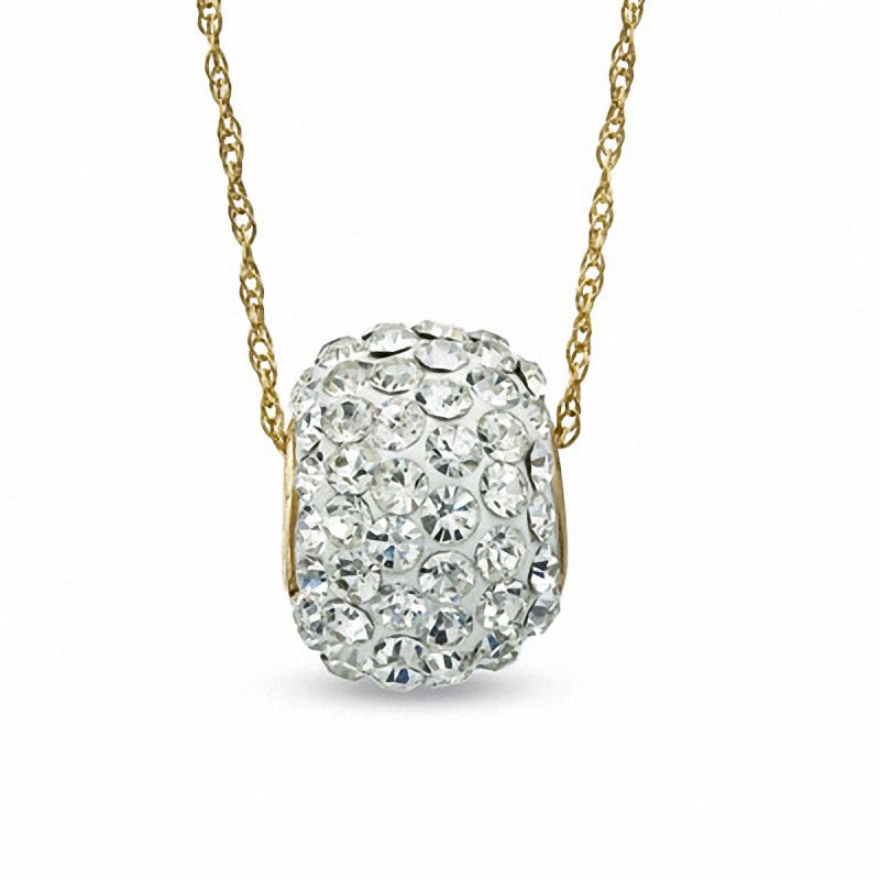 Main Image 1 of White Crystal Ball Pendant in 14K Gold