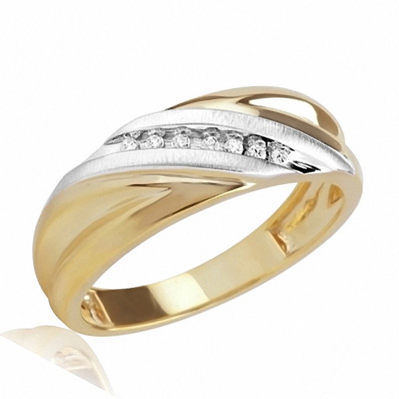 Main Image 1 of Diamond Accent Slant Wedding Band in 10K Gold