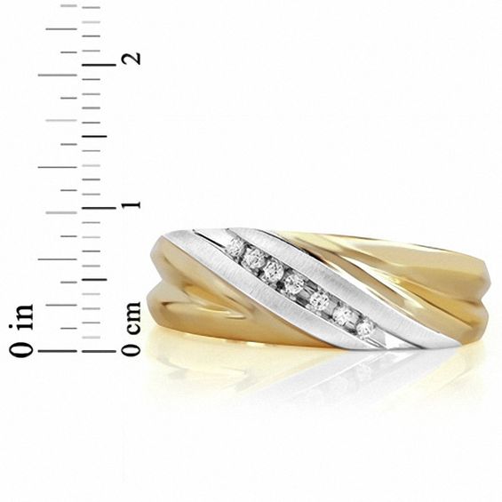 Diamond Accent Slant Wedding Band in 10K Gold