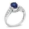 Thumbnail Image 2 of Oval Lab-Created Blue Sapphire and White Sapphire Ring in 10K White Gold