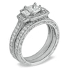 Thumbnail Image 1 of 1-1/2 CT. T.W. Princess-Cut Diamond Three Stone Bridal Set in 14K White Gold