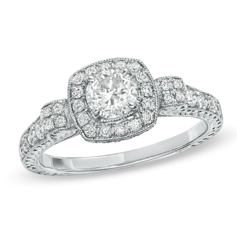 1-1/3 CT. T.W. Diamond Framed Engagement Ring in 14K White Gold