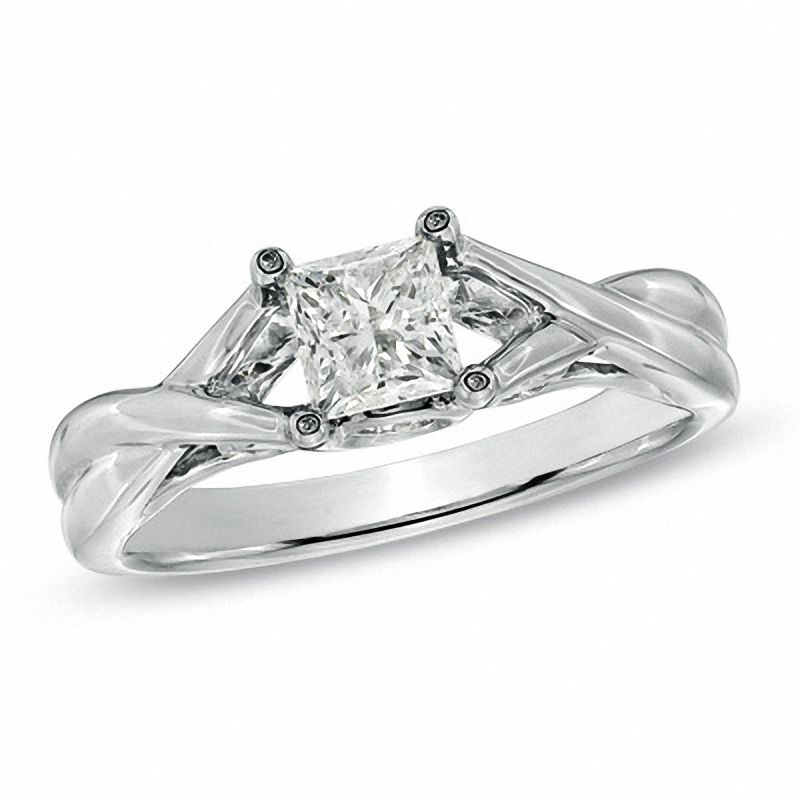 Main Image 1 of 1 CT. T.W. Princess-Cut Diamond Solitaire Engagement Ring in 14K White Gold